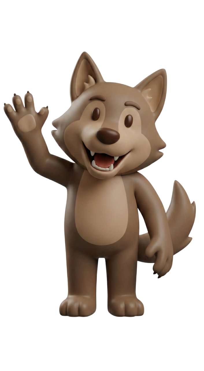 Feast wolf mascot waving